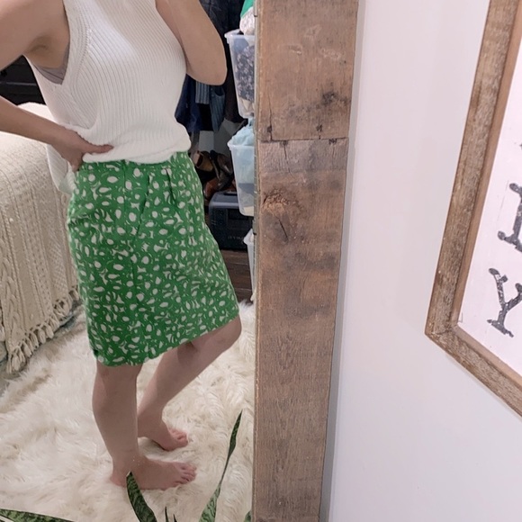 Boden skirt green & white print with pockets size 8 cotton fabric - Picture 3 of 9